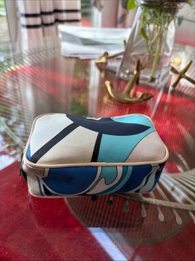 Emilio Pucci Teal, Navy & Cream Graphic Cosmetic Pouch